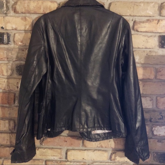 Anthropologie June Brown Leather Jacket Distressed - Picture 2 of 5